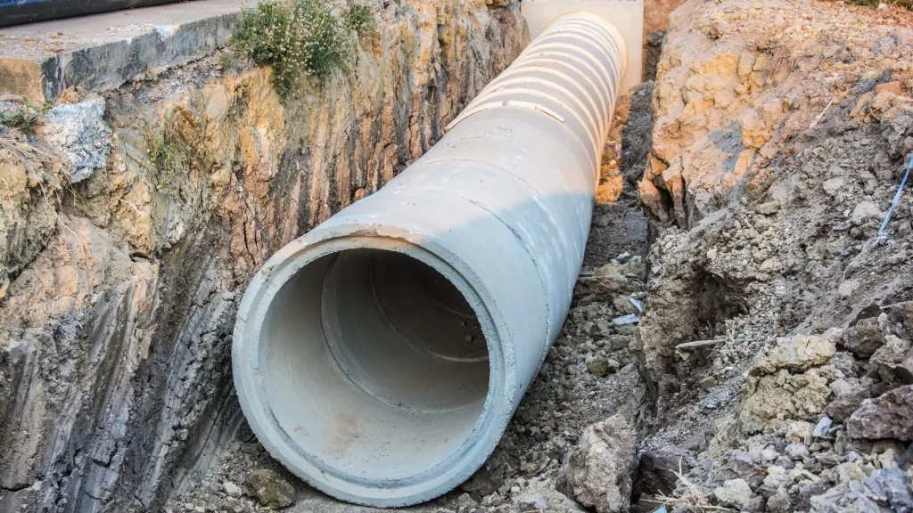 Stormwater pipe being excavated